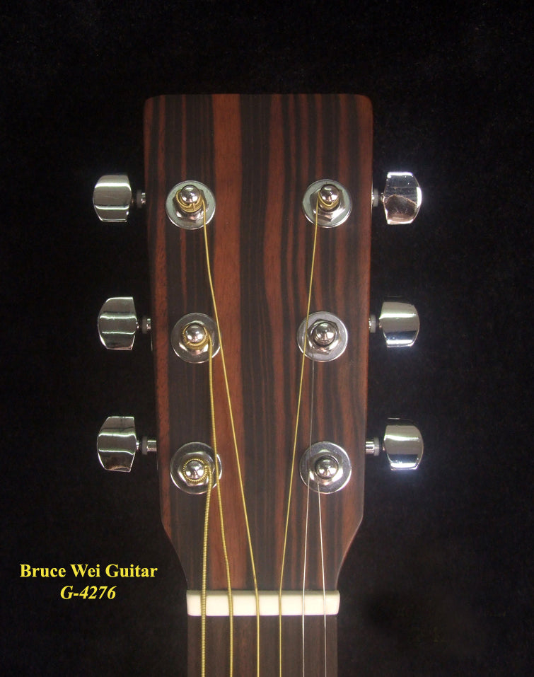 Handmade OM Acoustic Guitar, Solid Indian Rosewood, Mop TIGER Inlay, Soft-Bag, Bruce Wei (4276)