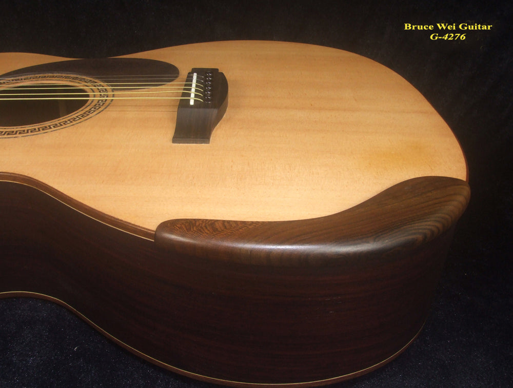 Handmade OM Acoustic Guitar, Solid Indian Rosewood, Mop TIGER Inlay, Soft-Bag, Bruce Wei (4276)
