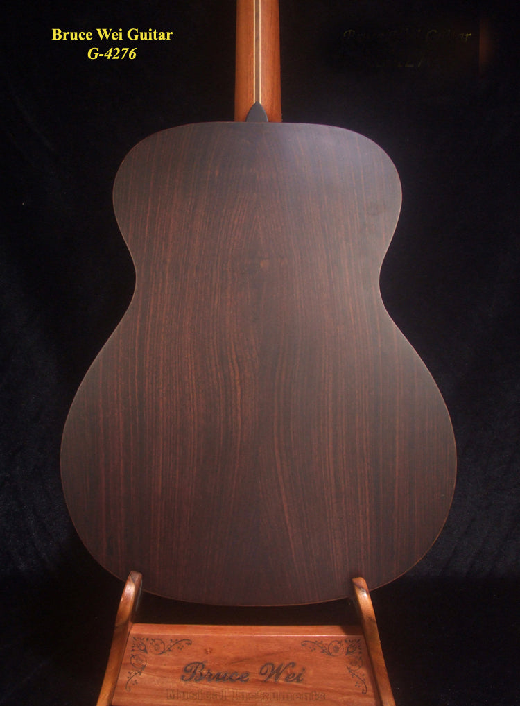 Handmade OM Acoustic Guitar, Solid Indian Rosewood, Mop TIGER Inlay, Soft-Bag, Bruce Wei (4276)