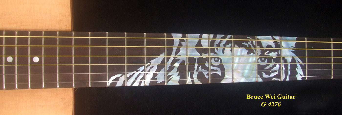 Handmade OM Acoustic Guitar, Solid Indian Rosewood, Mop TIGER Inlay, Soft-Bag, Bruce Wei (4276)