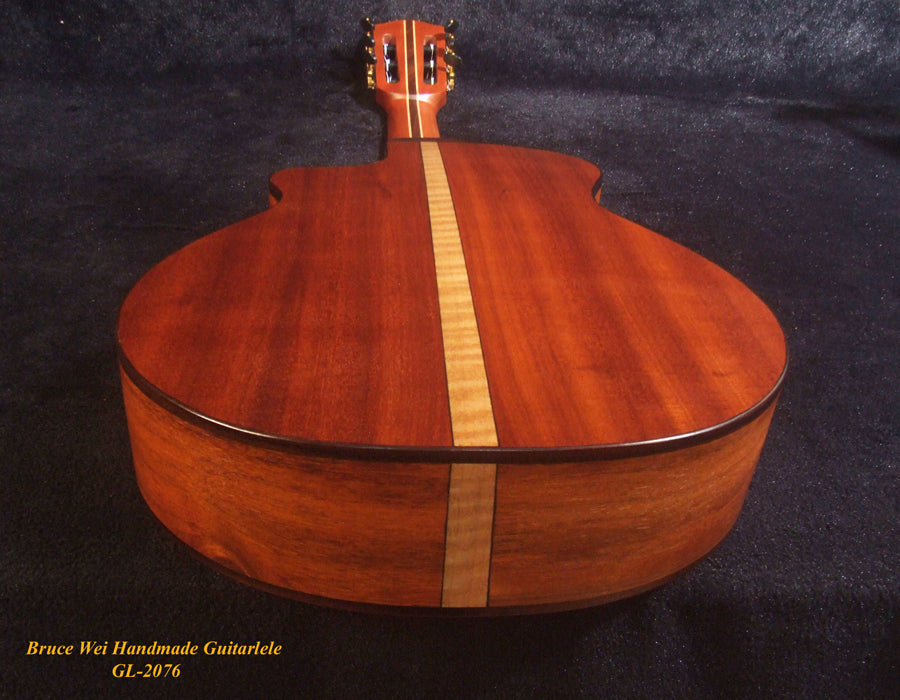 Handcrafted Guitarlele, Solid Spruce & Mahogany, Slotted Head, Cutaway, MOP Inlay, Soft-bag, Bruce Wei GL-2076