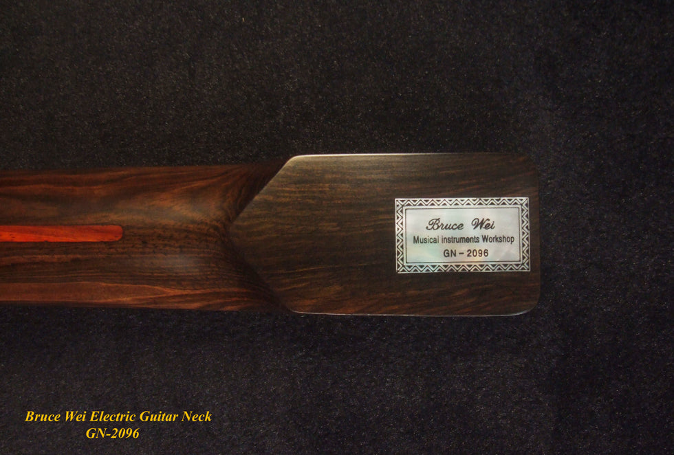 Handcrafted Electric Guitar Replacement TELE Neck, Solid Macassar Ebony, HummingBird Floral Abalone Inlay, Bruce Wei GN-2096