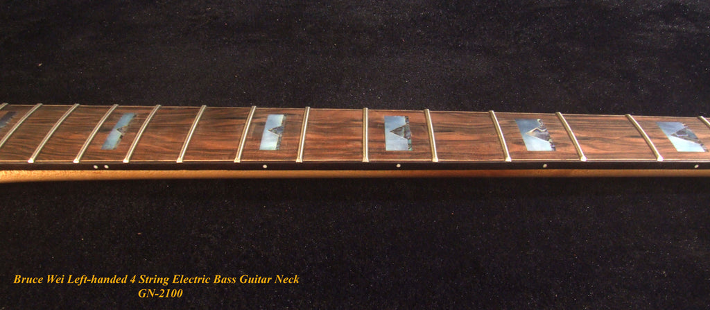 Left-handed 4 String Electric Bass Neck, Solid Hard Maple Electric Guitar Bass Neck, Block Inlay, Bruce Wei GN-2100