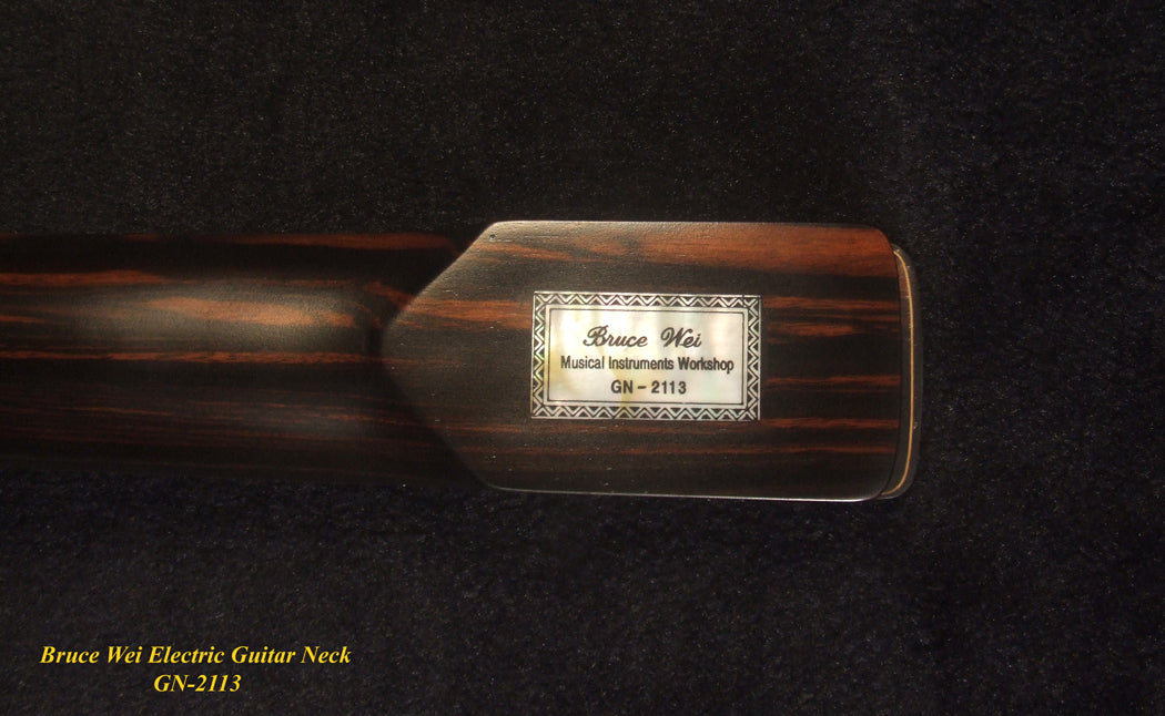 Gift for Fender Guitar player - Handcrafted Electric Guitar Replacement Strat Neck, Solid Macassar Ebony, Vine Inlay, Bruce Wei GN-2113