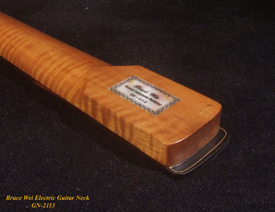 Electric Guitar Replacement Strat Neck, Handcrafted Solid Curly Maple, CowBoy inlay, Bruce Wei GN-2113