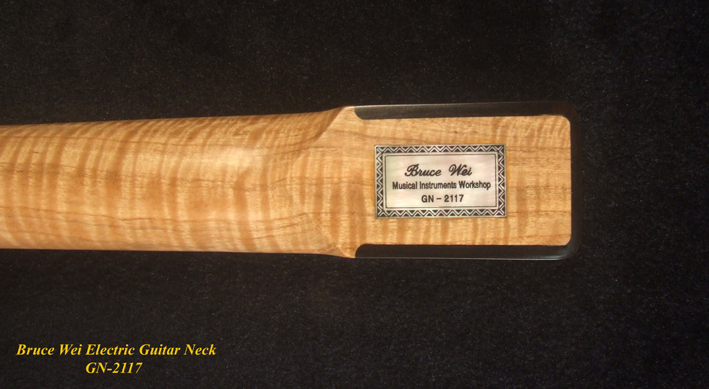 Handcrafted Electric Guitar Replacement TELE Neck, Solid Curly Maple, CowBoy Inlay, Bruce Wei GN-2117