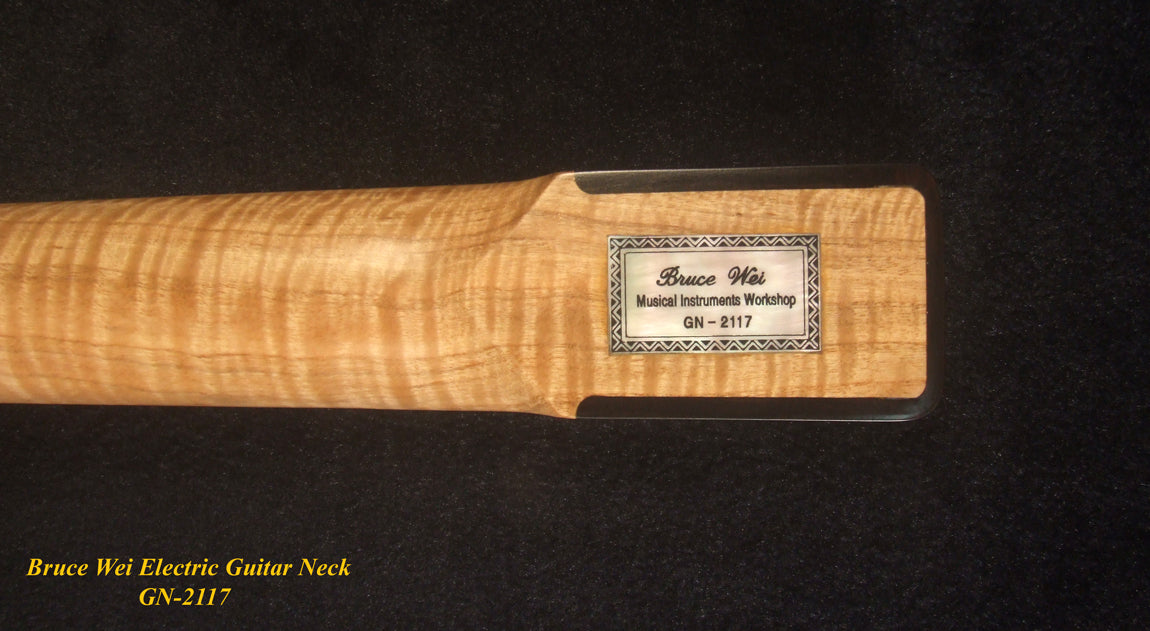 Handcrafted Electric Guitar Replacement TELE Neck, Solid Curly Maple, CowBoy Inlay, Bruce Wei GN-2117