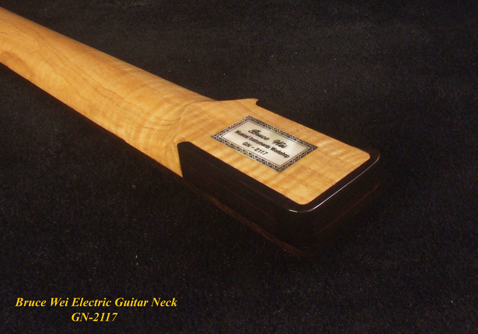 Handcrafted Electric Guitar Replacement TELE Neck, Solid Curly Maple, CowBoy Inlay, Bruce Wei GN-2117