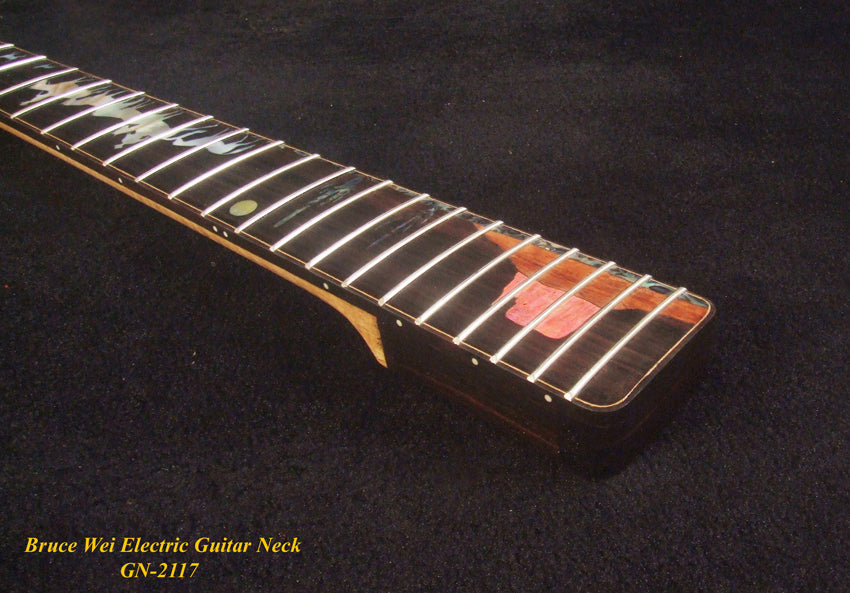 Handcrafted Electric Guitar Replacement TELE Neck, Solid Curly Maple, CowBoy Inlay, Bruce Wei GN-2117
