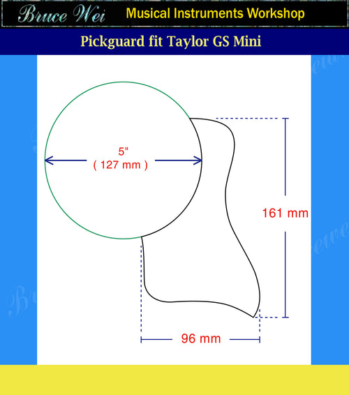 Fit Taylor GS Mini, 5" Rosette, Guitar Rosewood Pickguard, HummingBird Inlay, Bruce Wei (829)