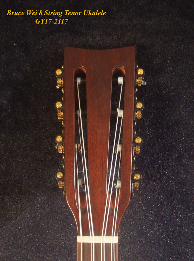Handmade 8 String Gypsy Tenor Ukulele, Solid Acacia, Turtle inlay, Soft-bag, Bruce Wei GY17-2117