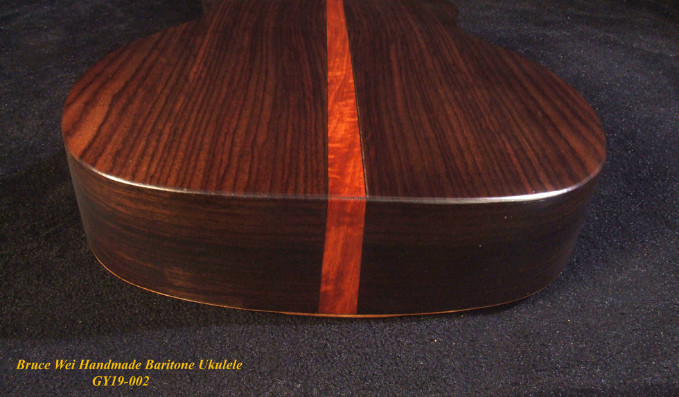 Handmade Gypsy Baritone Ukulele, Solid Spruce & Indian Rosewood, Slotted Head, Soft-bag, Bruce Wei GY19-002