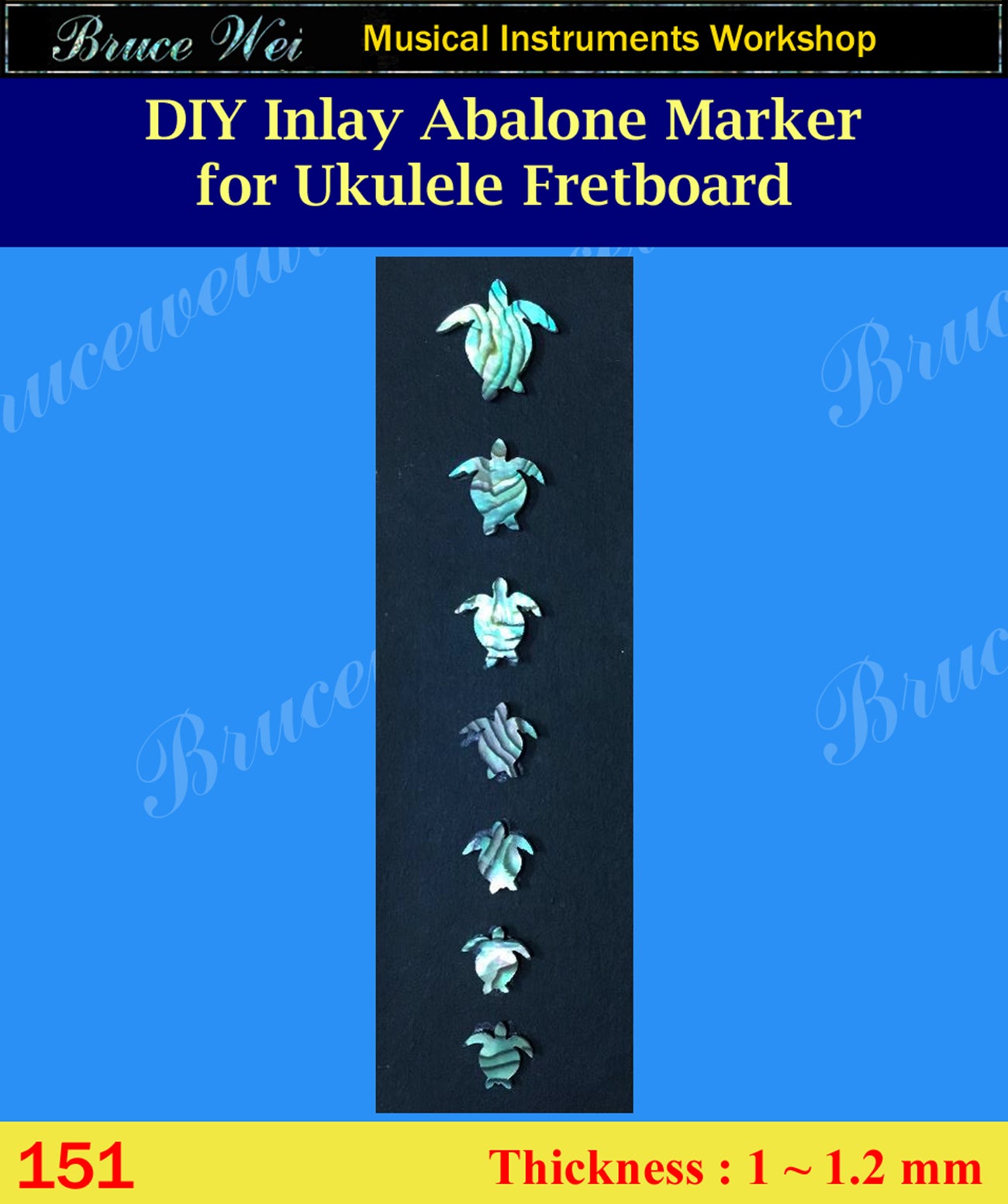 Ukulele Inlay Material, DIY White Mop Inlay Fretboard Markers, Bruce Wei (151)