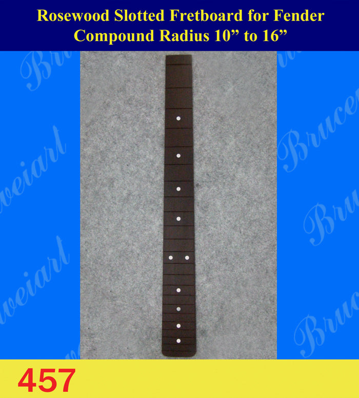 Fender Guitar, Compound Radius 10"-16", 25.5" Rosewood Slotted Fretboard, Mop Inlay, Bruce Wei (457)
