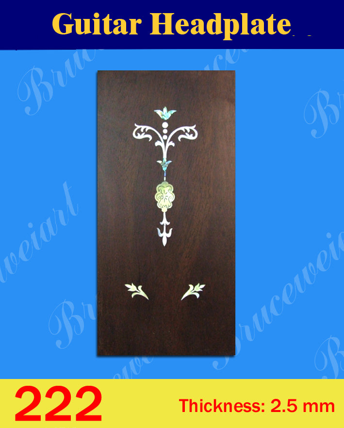 Guitar Solid Rosewood Headplate, Abalone & Mother of pearl Inlay, Bruce Wei (222)