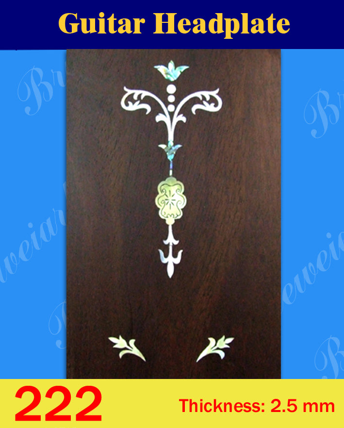 Guitar Solid Rosewood Headplate, Abalone & Mother of pearl Inlay, Bruce Wei (222)