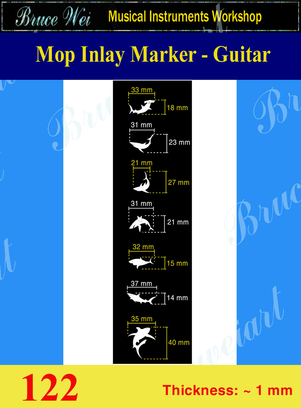 Inlay Material, DIY White Mop Inlay Fretboard Markers, Bruce Wei ( 122 )