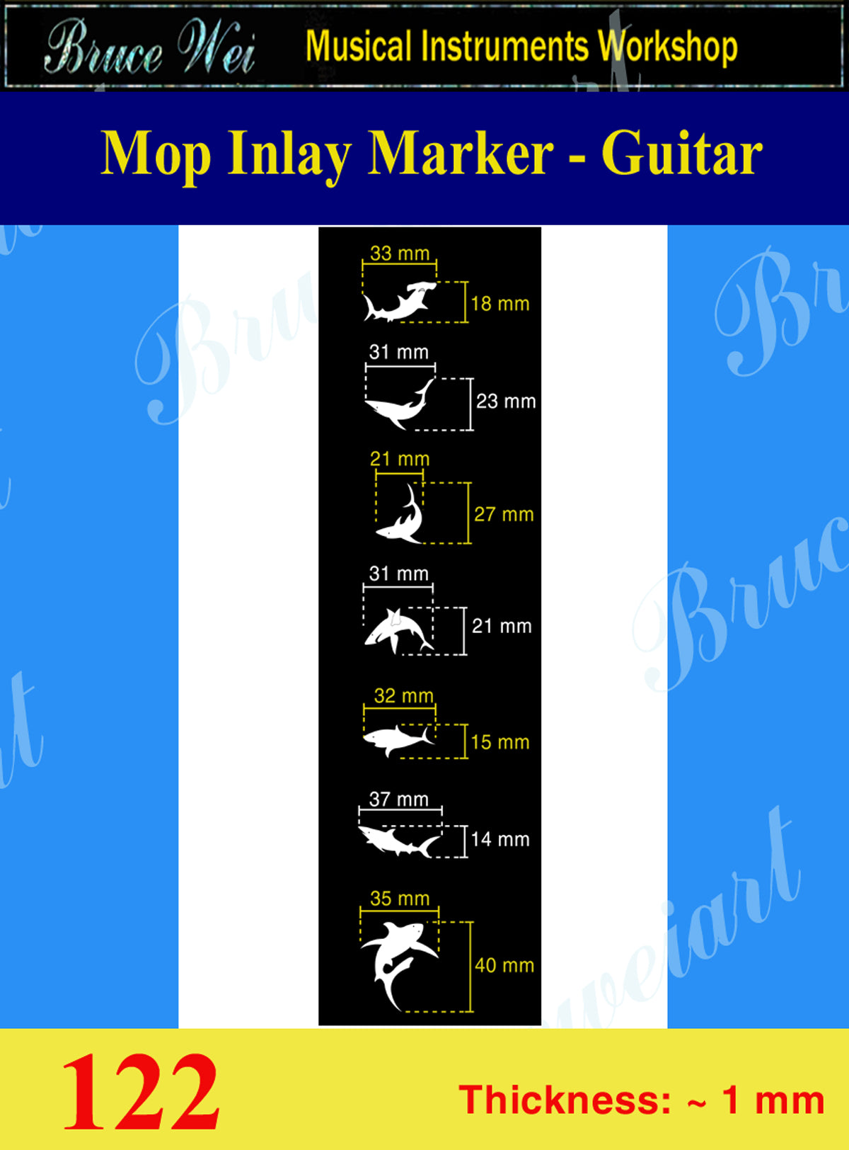 Inlay Material, DIY White Mop Inlay Fretboard Markers, Bruce Wei ( 122 )