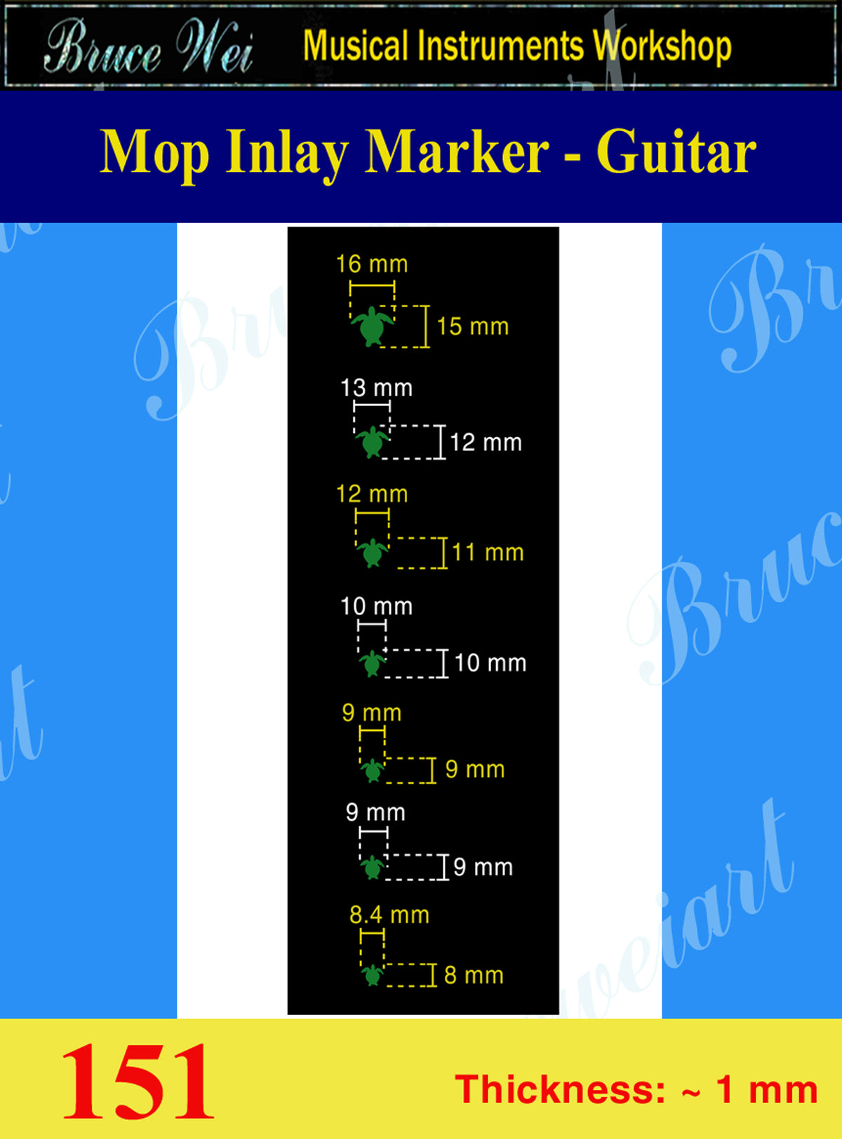 Ukulele Inlay Material, DIY White Mop Inlay Fretboard Markers, Bruce Wei (151)