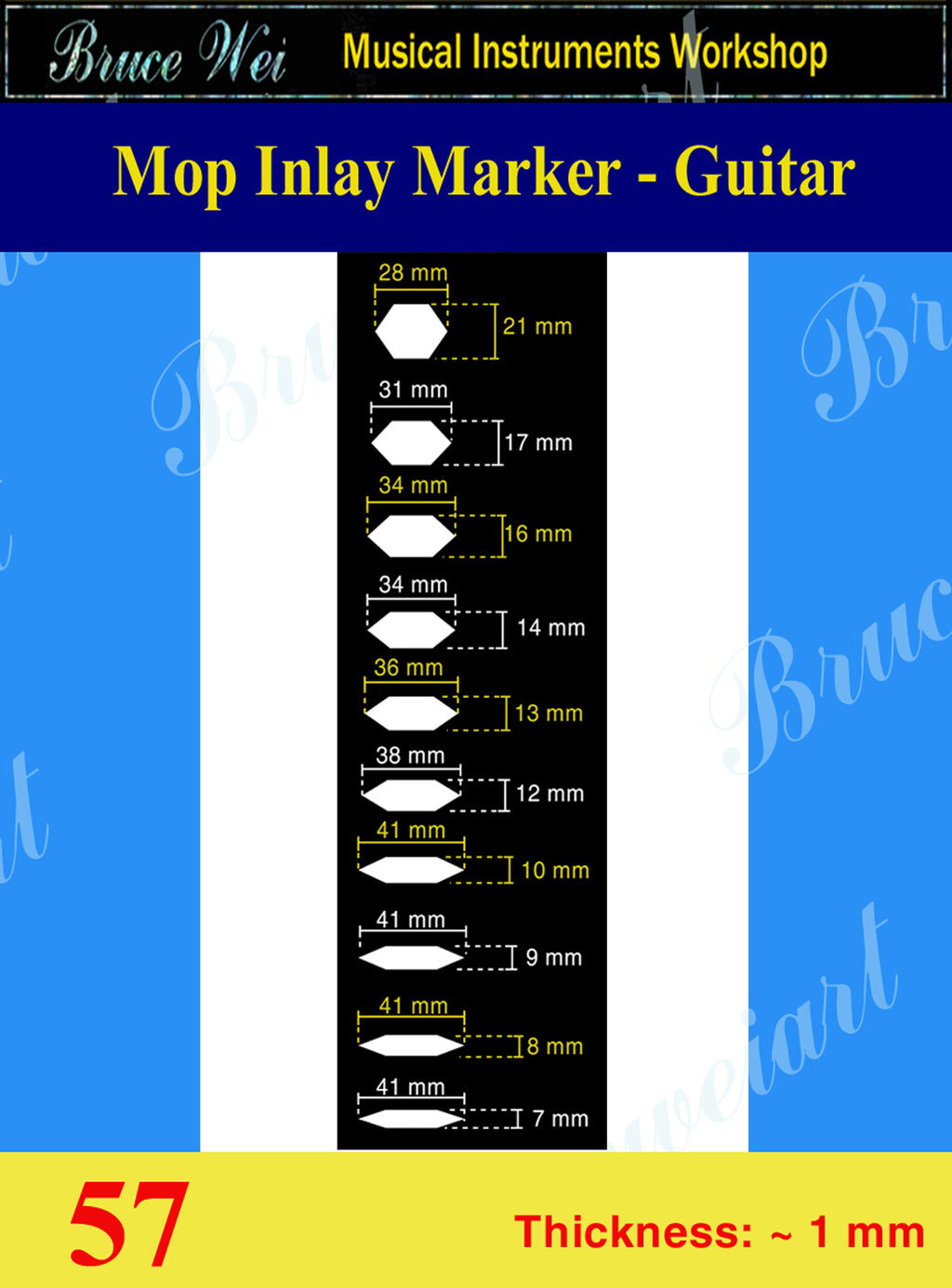 Inlay Material, DIY White Mop Inlay Fretboard Markers, Bruce Wei (57 )