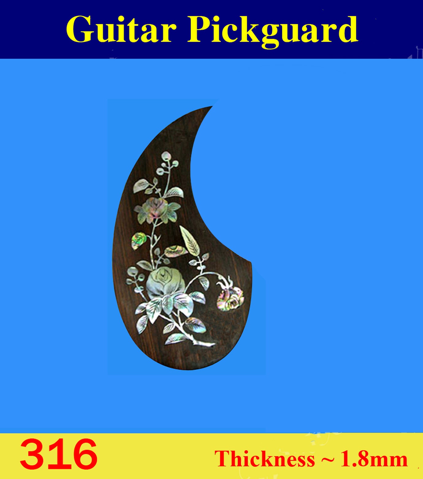 Guitar Left Hand Rosewood Pickguard, Mop & Abalone Inlay, Bruce Wei ( 316 )