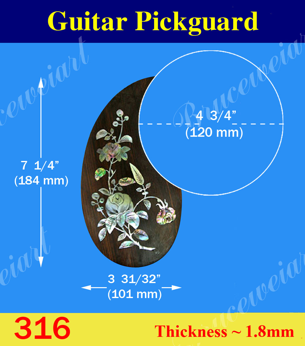 Guitar Left Hand Rosewood Pickguard, Mop & Abalone Inlay, Bruce Wei ( 316 )