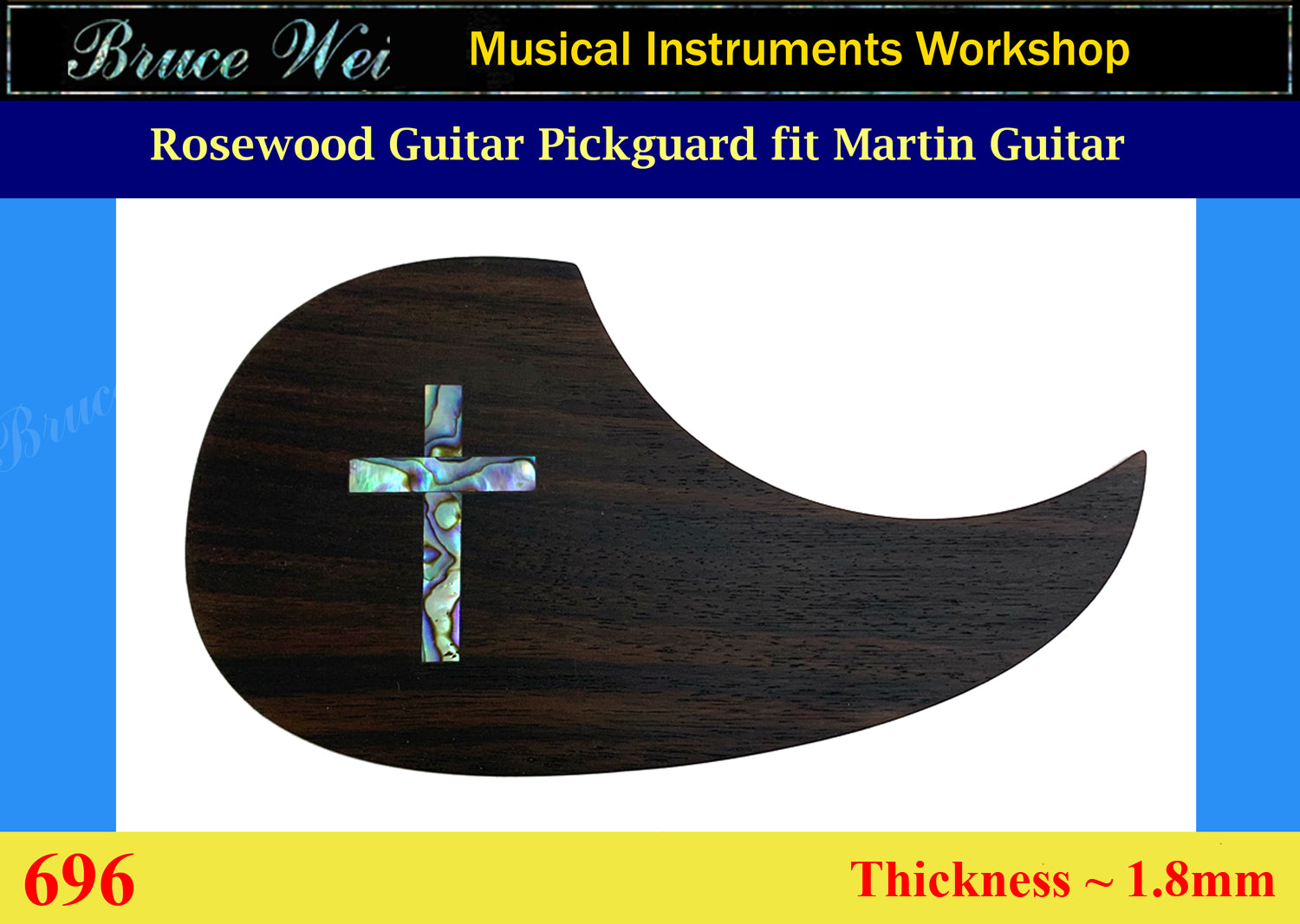 Fit Martin MA5 style, Rosewood Guitar Pickguard, Abalone Inlay, Bruce Wei ( 696 )