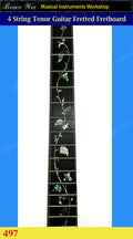 Tenor Guitar 4 string, 23" Macassar Ebony Fretted Fretboard, CowBoy Inlay w/ Mother of pearl & Abalone, Bruce Wei (497)