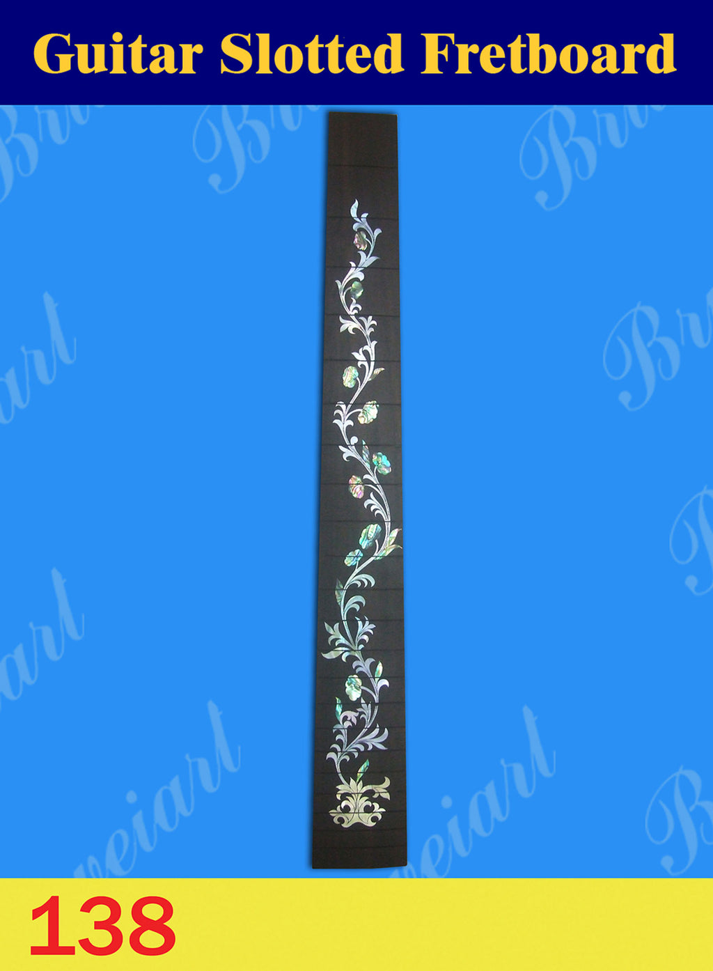 Guitar Handmade 25.5" Rosewood Slotted Fretboard, MOP & Abalone Inlay, Bruce Wei ( 138 )