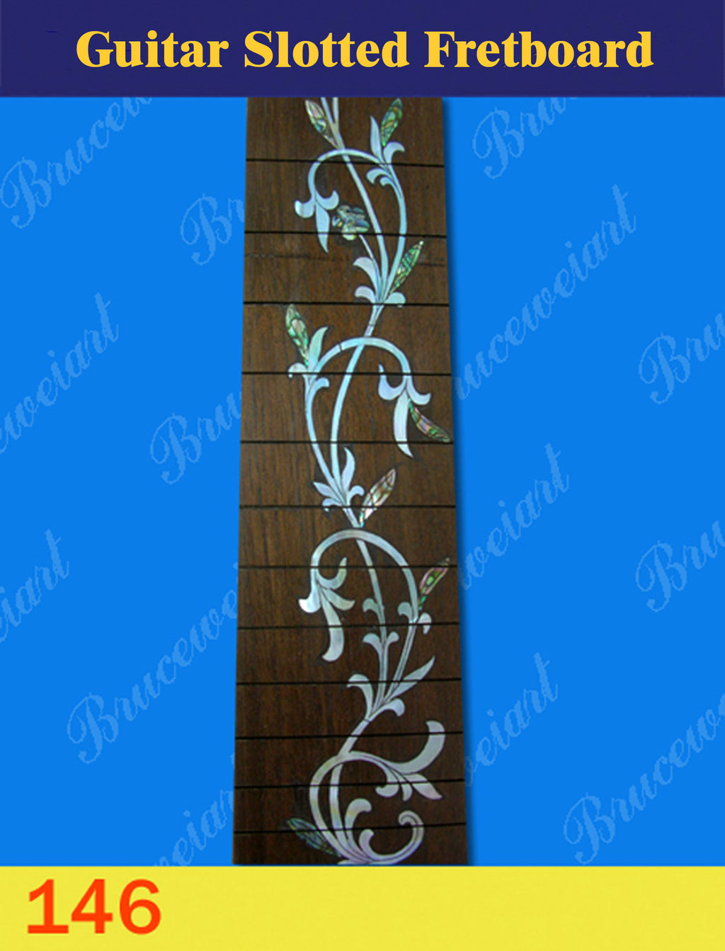 Guitar Handmade 25.5" Rosewood Slotted Fretboard, MOP & Abalone Inlay, Bruce Wei ( 146 )
