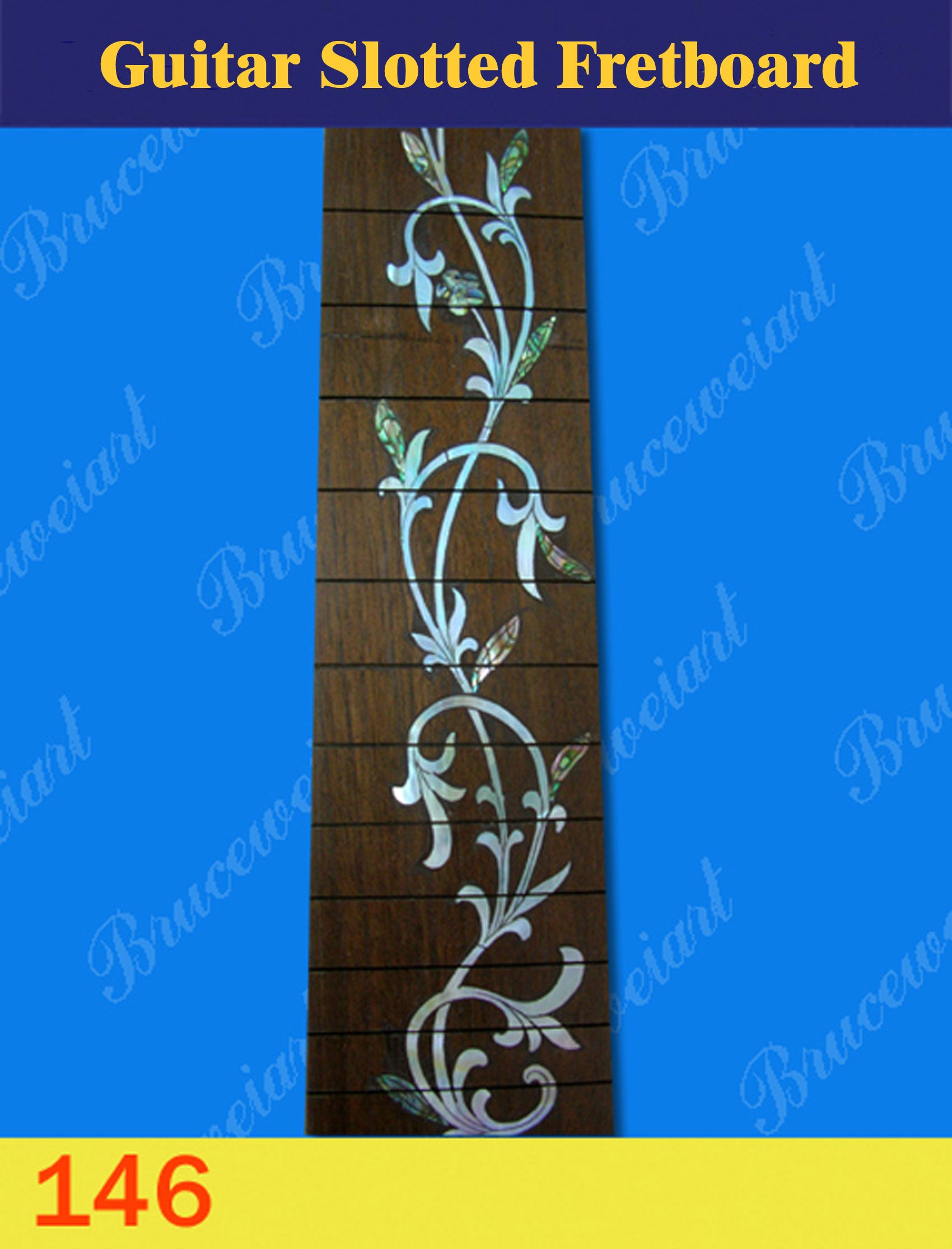 Guitar Handmade 25.5" Rosewood Slotted Fretboard, MOP & Abalone Inlay, Bruce Wei ( 146 )