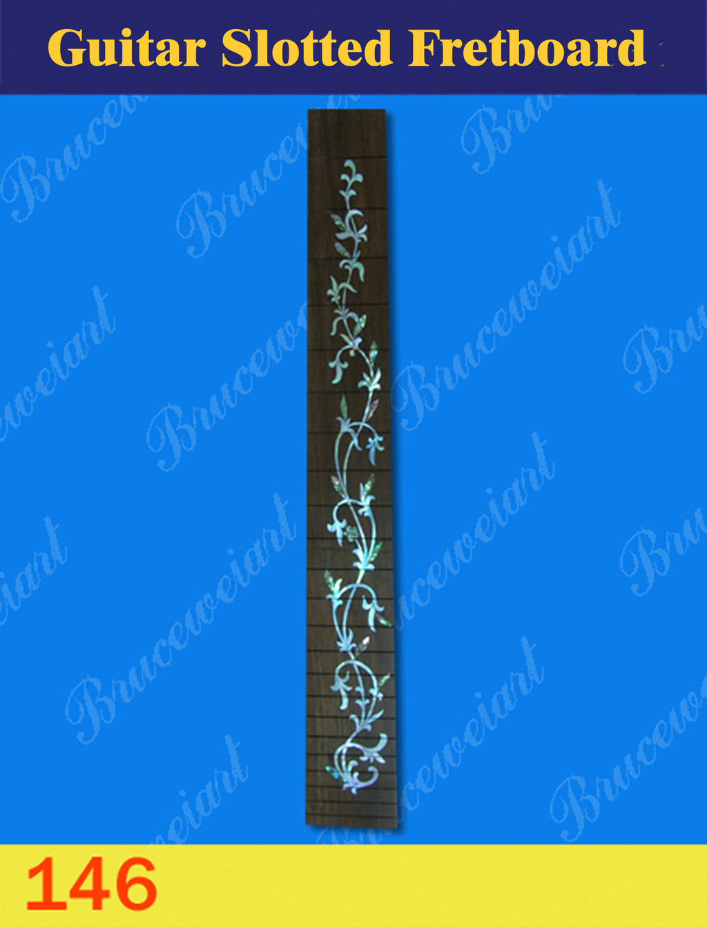 Guitar Handmade 25.5" Rosewood Slotted Fretboard, MOP & Abalone Inlay, Bruce Wei ( 146 )