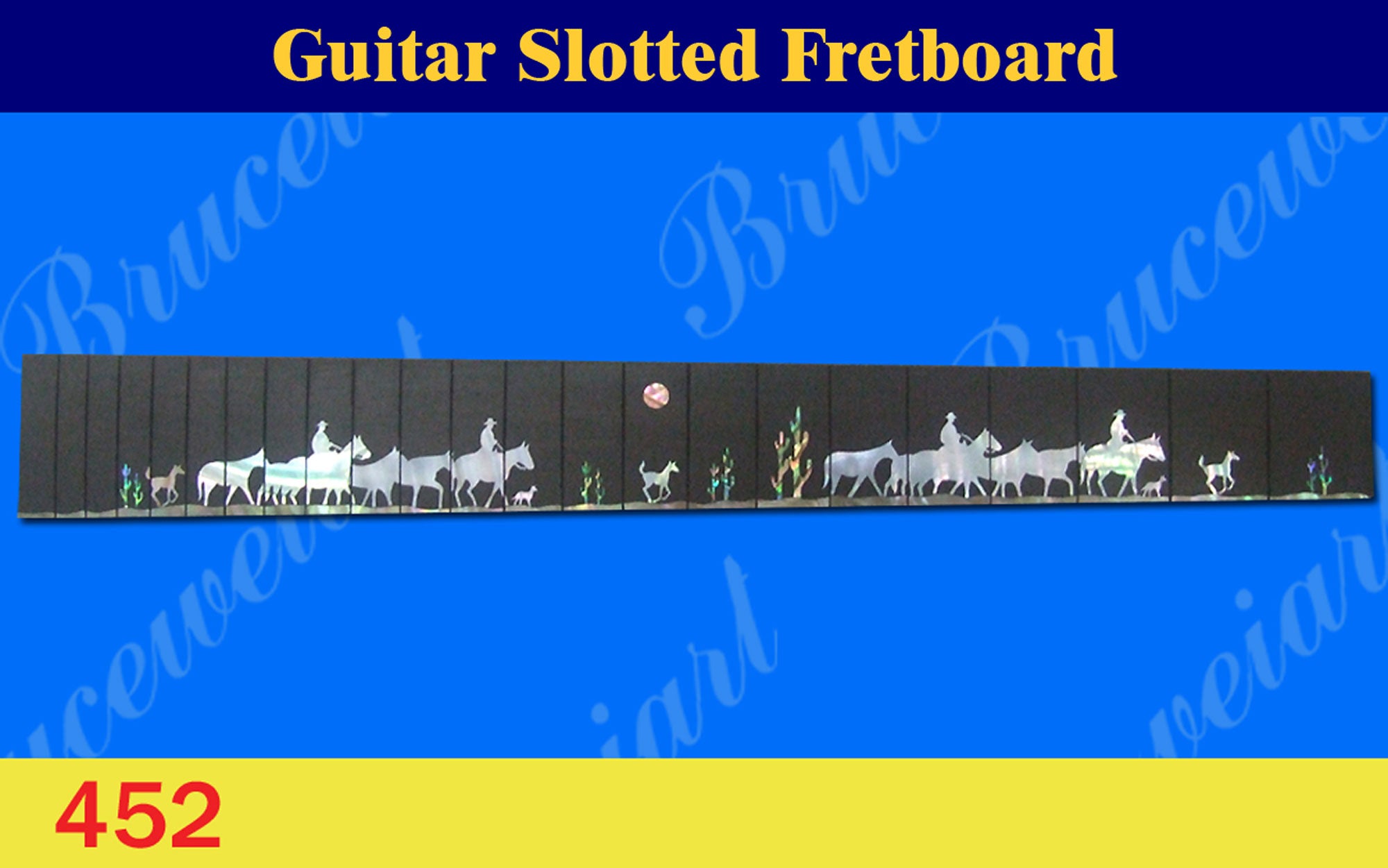 Guitar Handmade 25.5" Rosewood Slotted Fretboard, MOP & Abalone Inlay, Bruce Wei ( 452 )