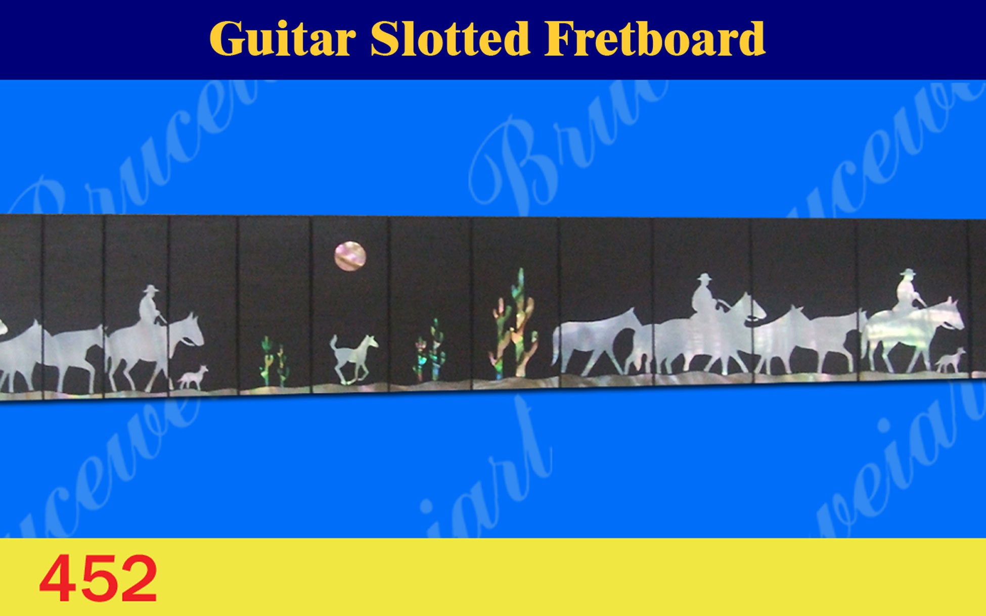 Guitar Handmade 25.5" Rosewood Slotted Fretboard, MOP & Abalone Inlay, Bruce Wei ( 452 )