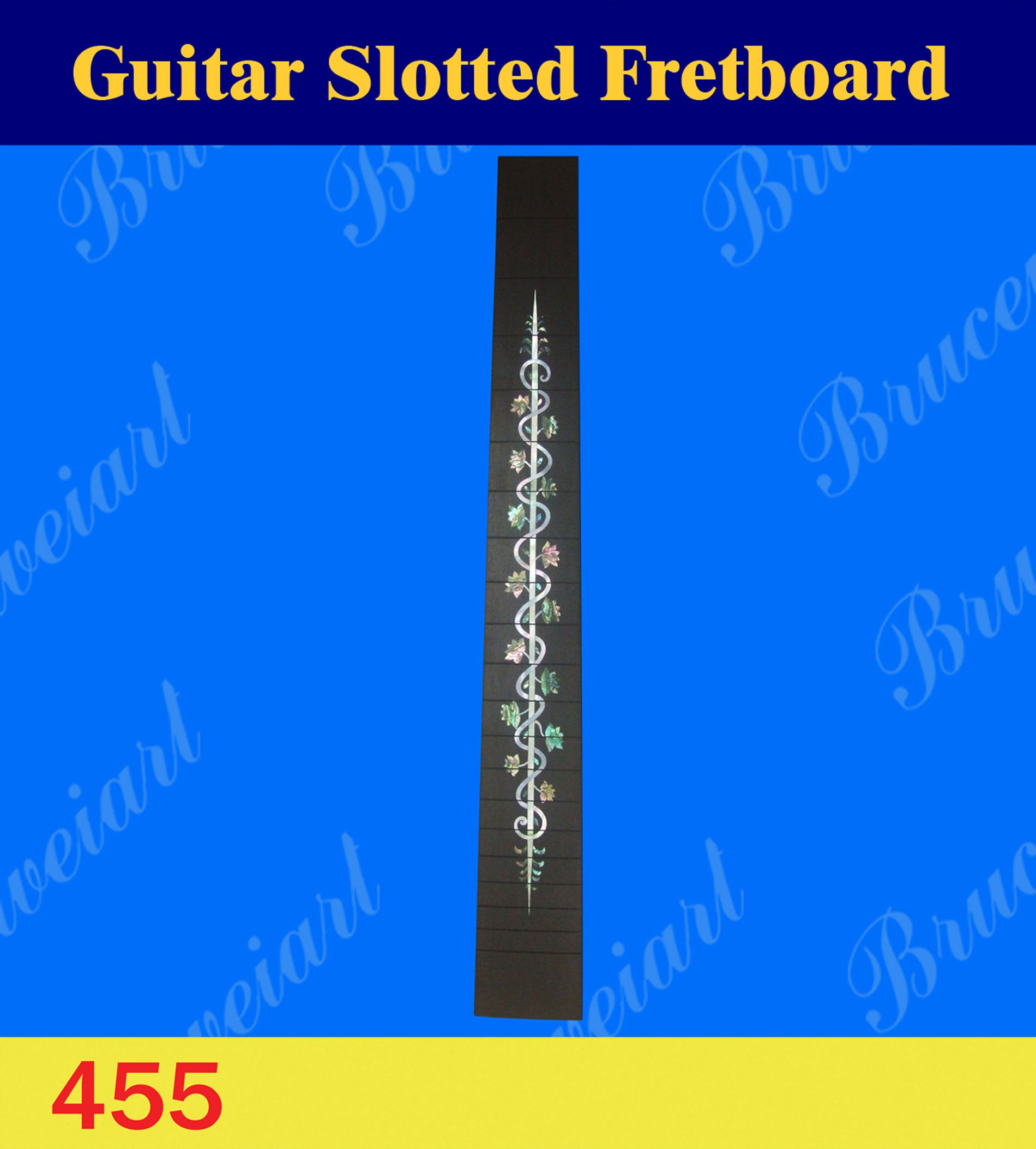Guitar Handmade 25.5" Rosewood Slotted Fretboard, MOP & Abalone Inlay, Bruce Wei (455)