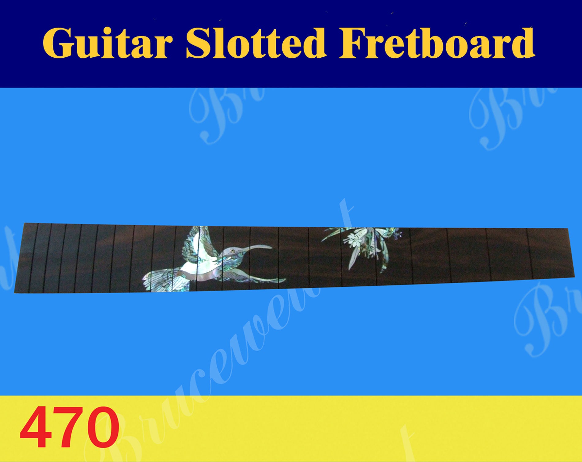 Guitar Handmade 25.5" Rosewood Slotted Fretboard, MOP & Abalone Inlay, Bruce Wei ( 470 )