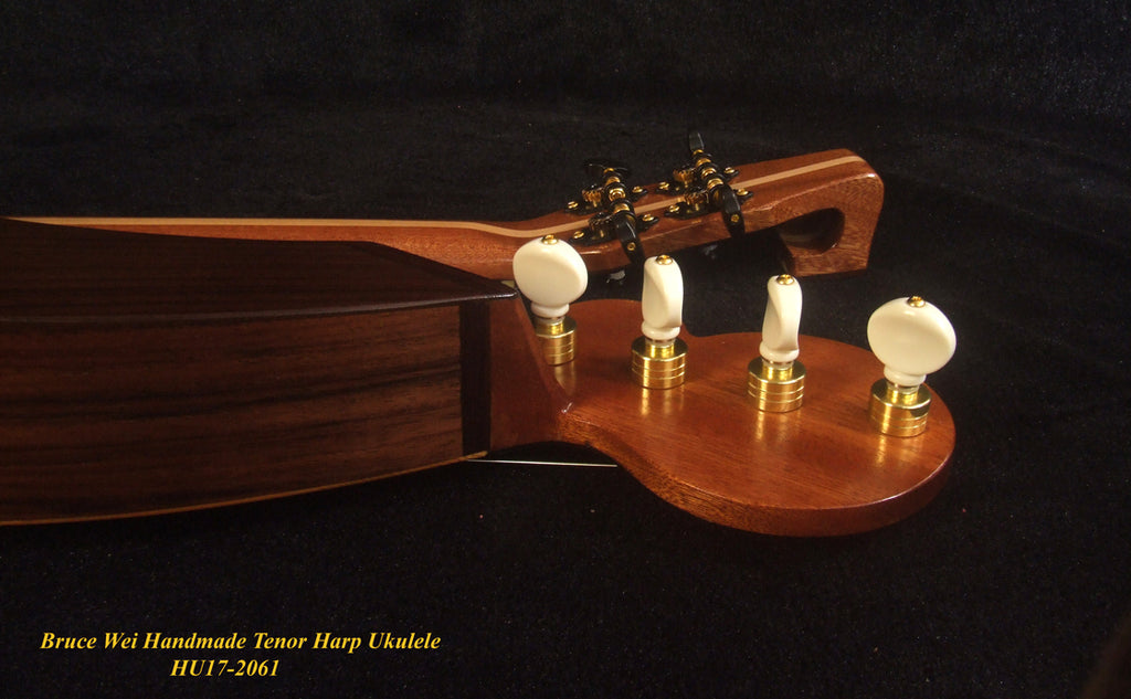 Handcrafted Tenor Harp Ukulele, Cedar, Indian Rosewood, Curved Heard, Hard Case, Bruce Wei HU17-2061