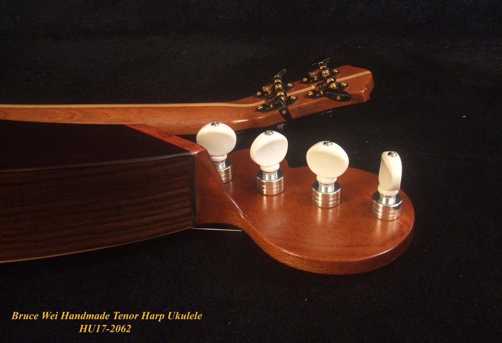 Handcrafted Tenor Harp Ukulele, Worth Collection - Bruce Wei HU17-2062 solid Spruce, Indian Rosewood, HummingBird Inlay, Hard Case,