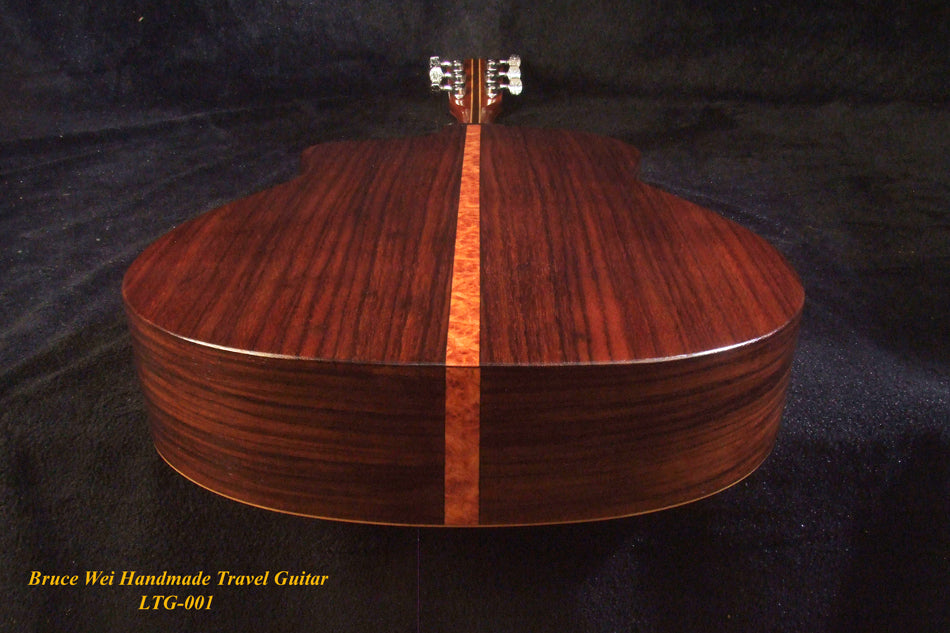 Handmade Cutaway Travel Guitar Solid Spruce, Indian Rosewood, Cat Inlay, Soft-bag Bruce Wei LTG-001