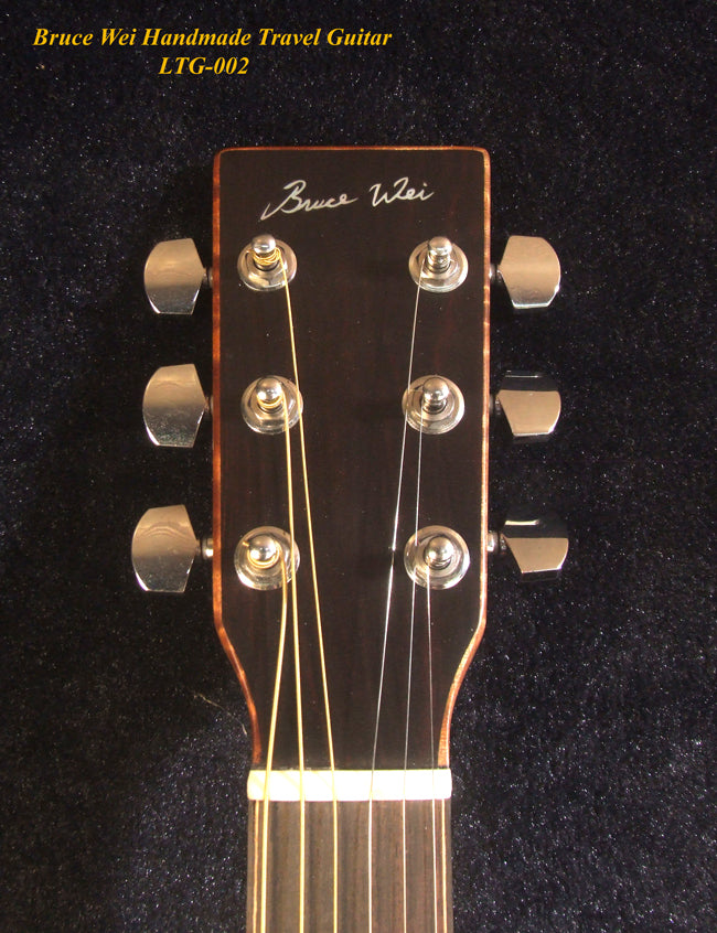 Handmade ArchBack Travel Guitar Solid Spalted Maple, Mahogany, Cutaway, Angel Inlay, Soft-bag Bruce Wei LTG-002