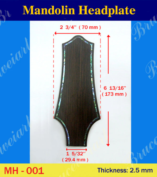 Mandolin Rosewood Headplate, Abalone Inlay, Bruce Wei (MH-001)