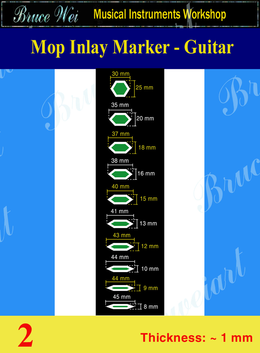 Inlay Material, DIY Abalone & Mop Inlay Fretboard Markers, Bruce Wei ( 2 )