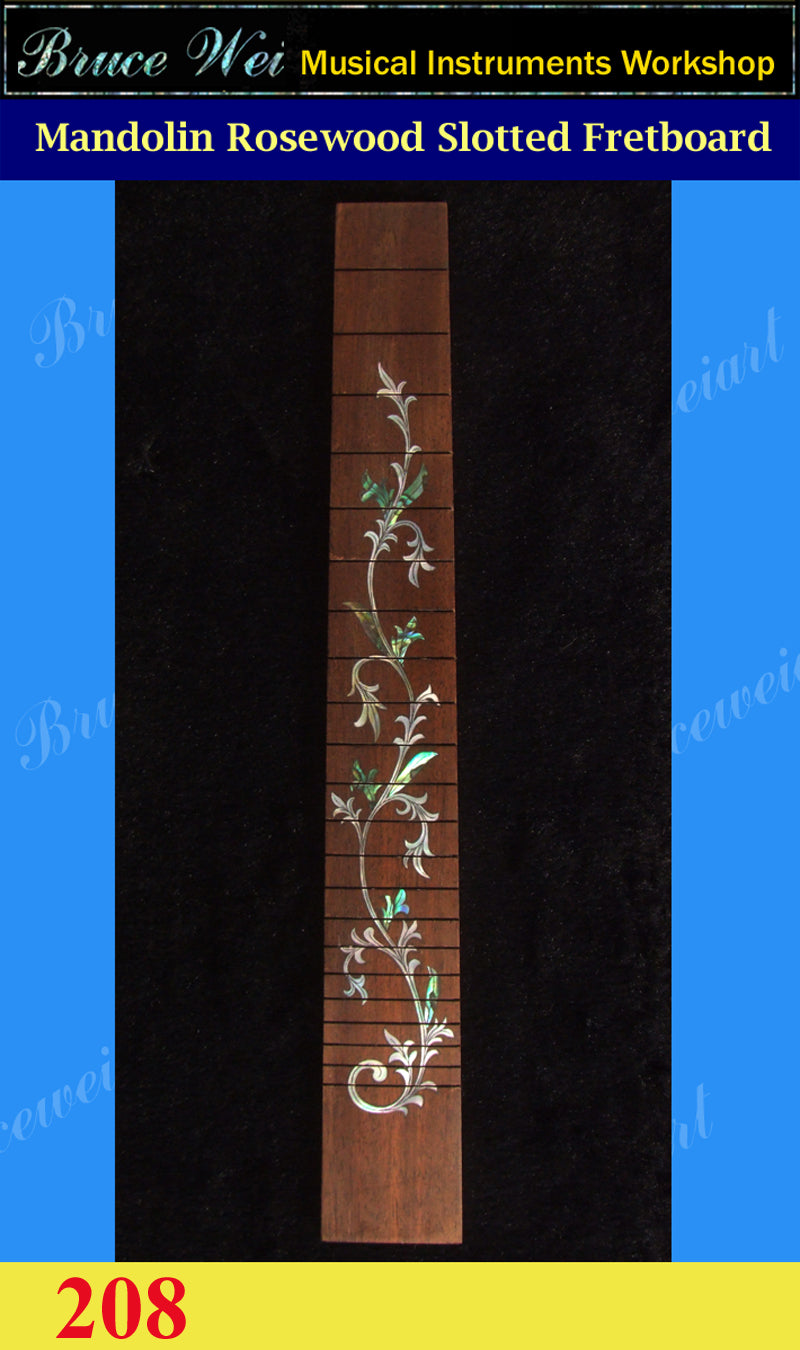 Mandolin 13 7/8" Slotted Rosewood Fretboard, MOP & Abalone Inlay, Bruce Wei (208)