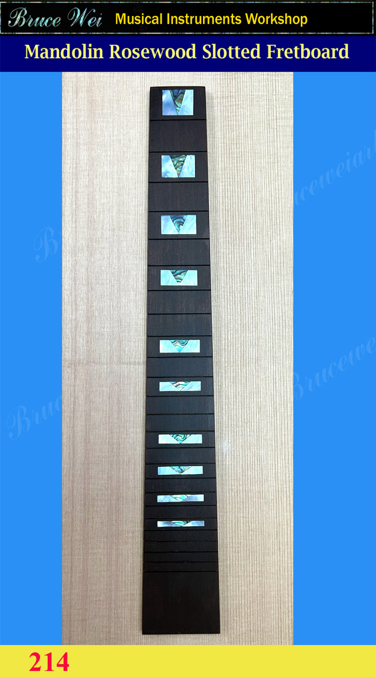 Mandolin 13 7/8" Slotted Rosewood Fretboard, MOP & Abalone Inlay, Bruce Wei (214)