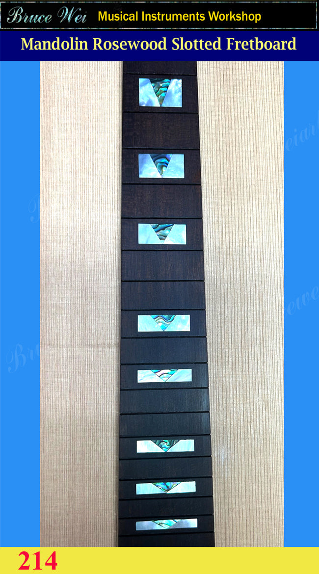 Mandolin 13 7/8" Slotted Rosewood Fretboard, MOP & Abalone Inlay, Bruce Wei (214)