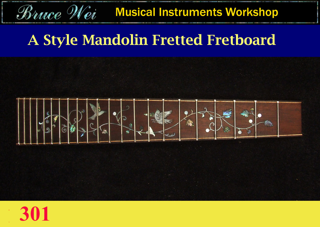 Mandolin 13 7/8" Fretted Rosewood Fretboard, MOP & Abalone Inlay, Bruce Wei (301)