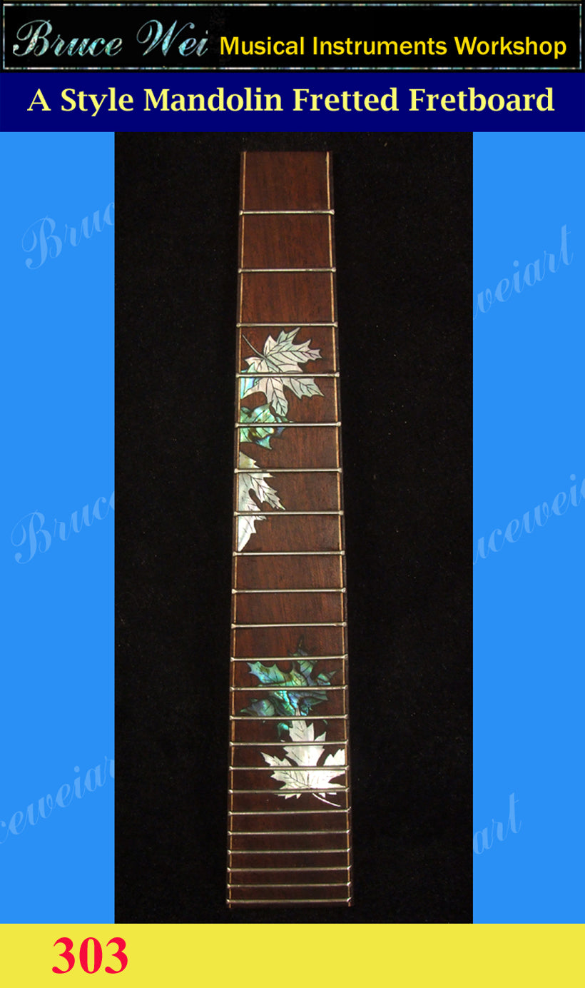 Mandolin 13 7/8" Fretted Rosewood Fretboard, MOP & Abalone Inlay, Bruce Wei (303)