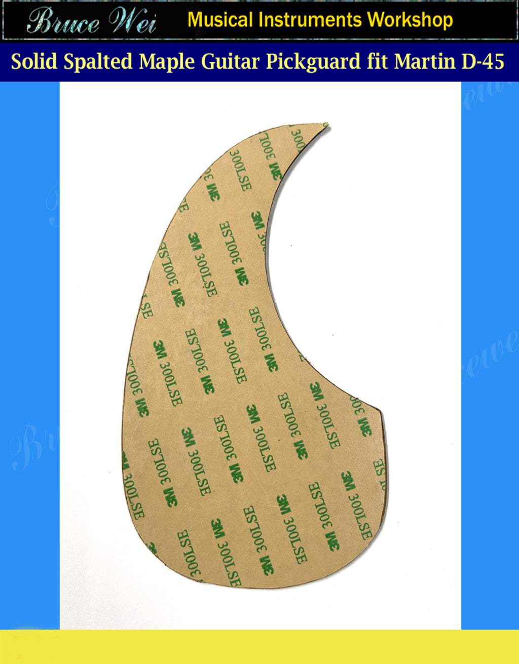 Fit Martin D45 Solid Rosewood Guitar Pickguard, Tulip Flower Abalone & MOP Inlay, Bruce Wei (800)