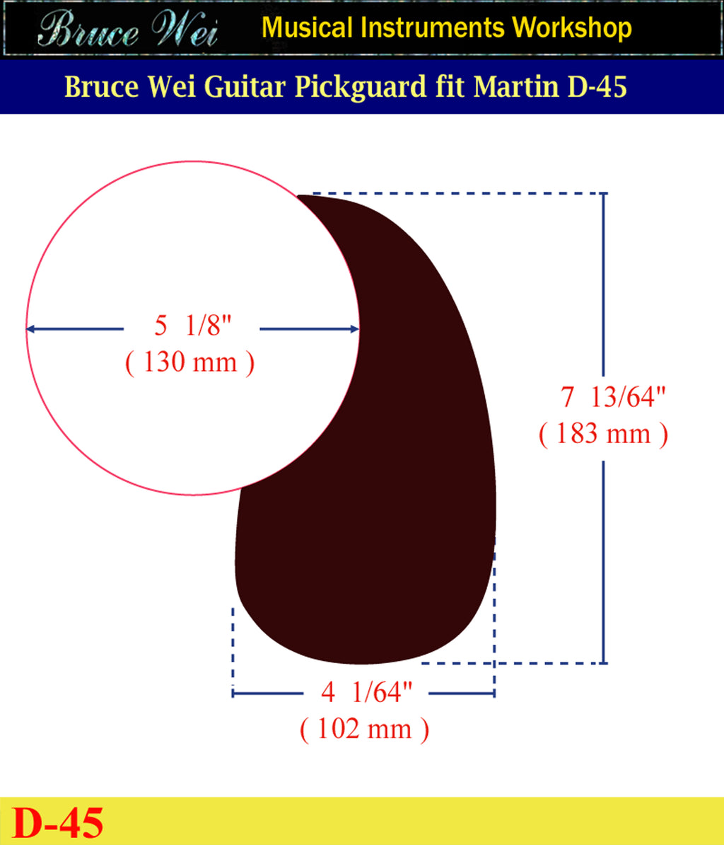 Fit Martin D45 Solid Rosewood Guitar Pickguard, Tulip Flower Abalone & MOP Inlay, Bruce Wei (800)