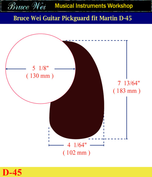 Fit Martin D45 Solid Rosewood Guitar Pickguard, Tulip Flower Abalone & MOP Inlay, Bruce Wei (800)
